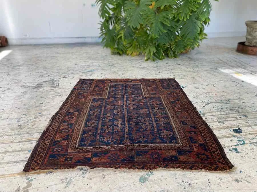 Square Baluch Prayer rug, 3x4 — Weft & Wool